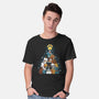 Dog Xmas Tree-Mens-Basic-Tee-Vallina84