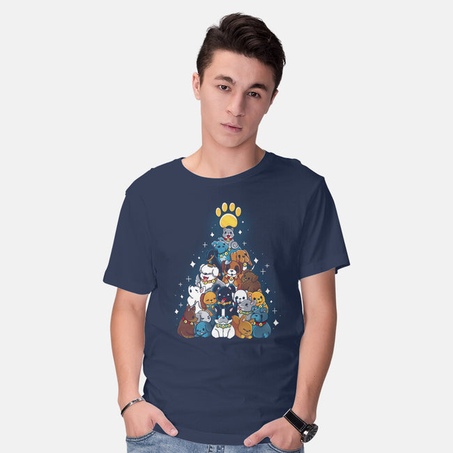 Dog Xmas Tree-Mens-Basic-Tee-Vallina84