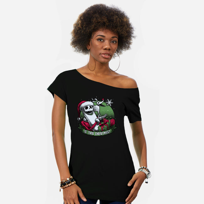 Skeleton Christmas Halloween-Womens-Off Shoulder-Tee-Studio Mootant