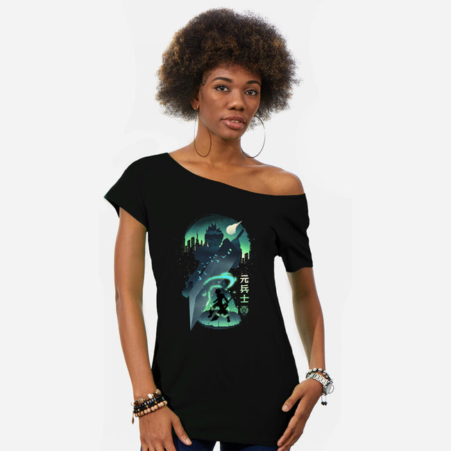 Ex-Soldier Landscape-Womens-Off Shoulder-Tee-dandingeroz