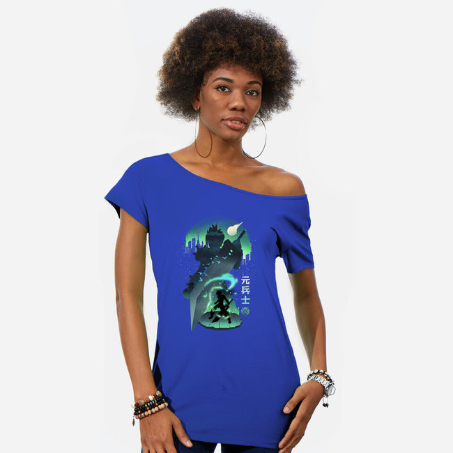 Ex-Soldier Landscape-Womens-Off Shoulder-Tee-dandingeroz