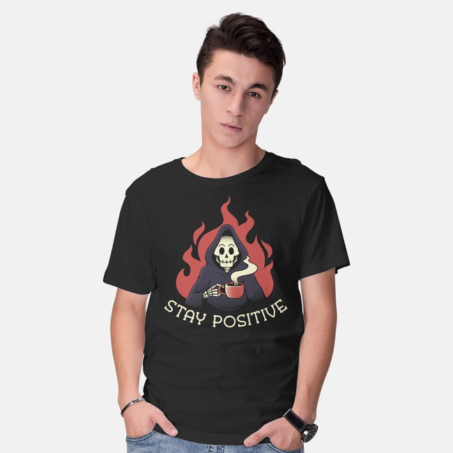 Death Drinking Coffee-Mens-Basic-Tee-tobefonseca