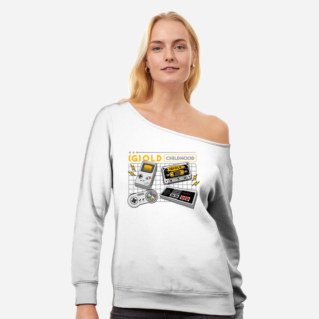 Gold Childhood-Womens-Off Shoulder-Sweatshirt-spoilerinc