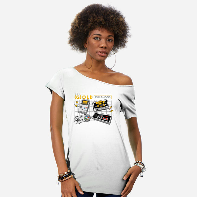 Gold Childhood-Womens-Off Shoulder-Tee-spoilerinc