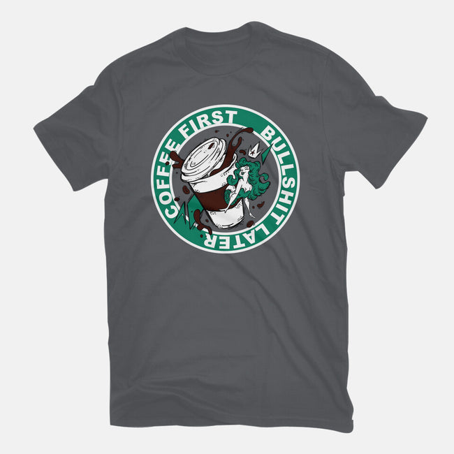 Coffee First BS Later-Mens-Basic-Tee-Coppernix