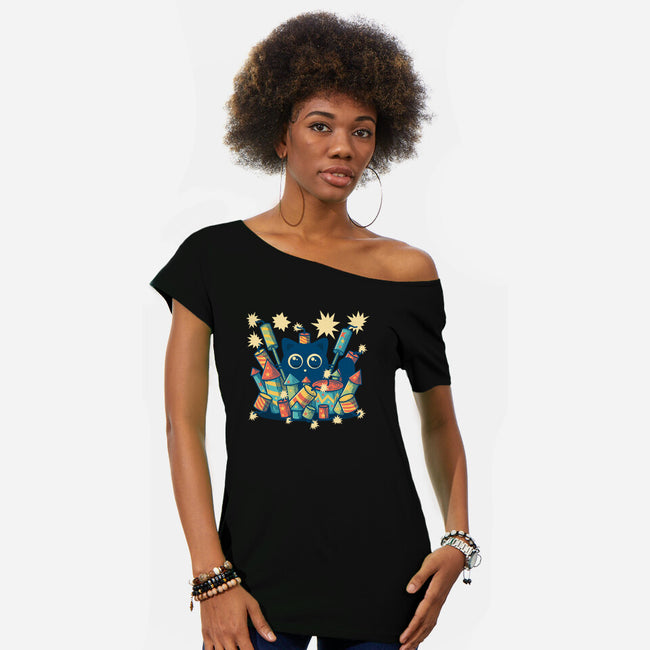 Explosive Kitty-Womens-Off Shoulder-Tee-erion_designs