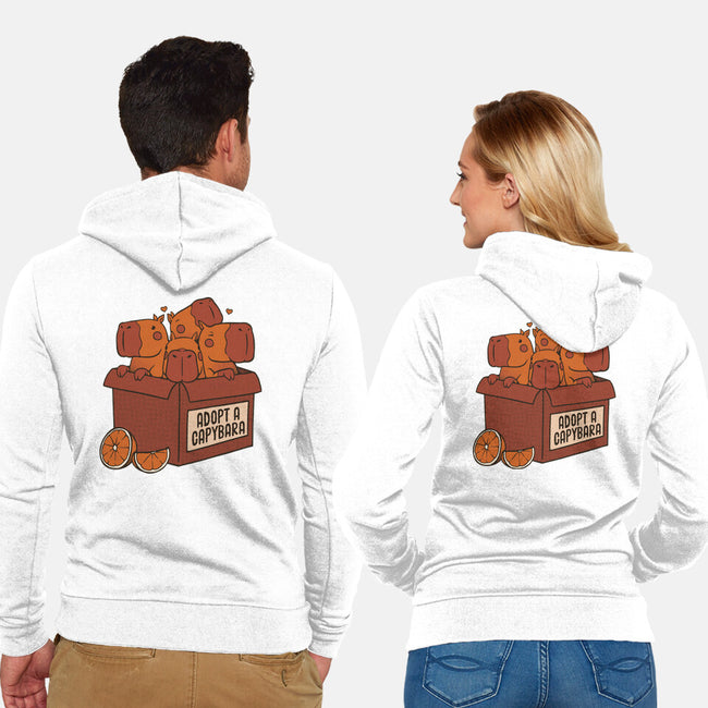 Adopt A Capybara-Unisex-Zip-Up-Sweatshirt-tobefonseca