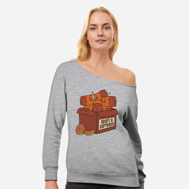 Adopt A Capybara-Womens-Off Shoulder-Sweatshirt-tobefonseca