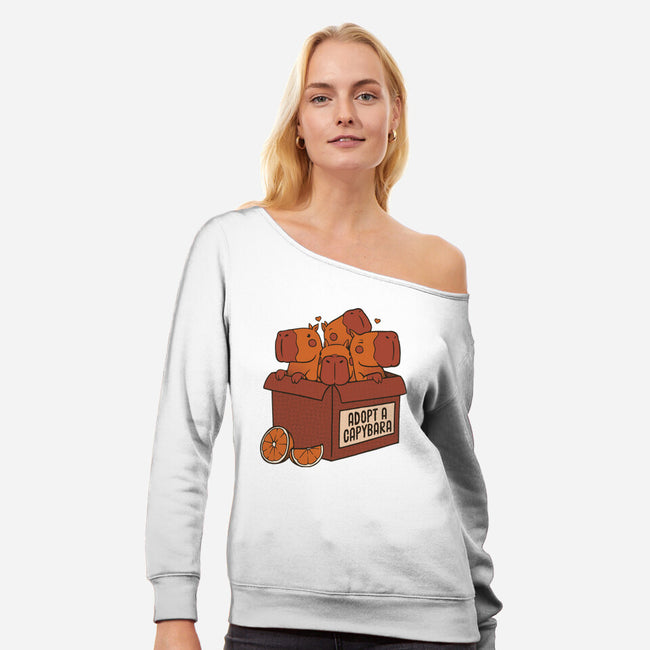 Adopt A Capybara-Womens-Off Shoulder-Sweatshirt-tobefonseca