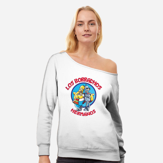 Los Borrachos Hermanos-Womens-Off Shoulder-Sweatshirt-Barbadifuoco