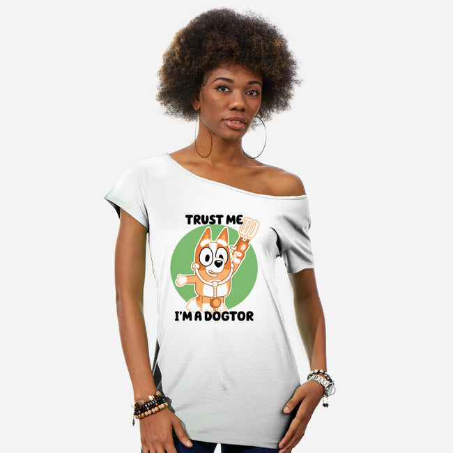 Trust Me I'm A Dogtor-Womens-Off Shoulder-Tee-naomori