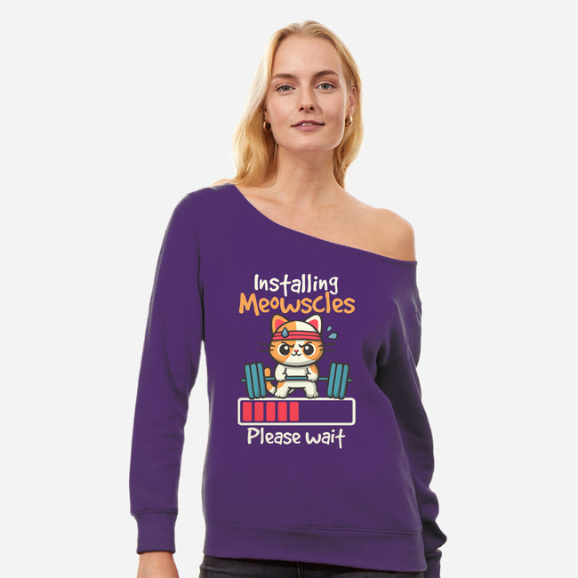 Installing Meowscles-Womens-Off Shoulder-Sweatshirt-NemiMakeit