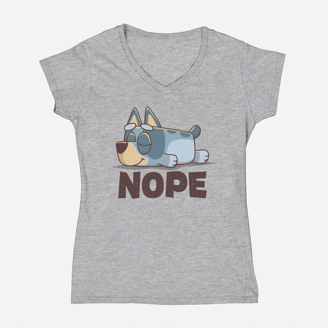 Lazy Heeler-Womens-V-Neck-Tee-retrodivision