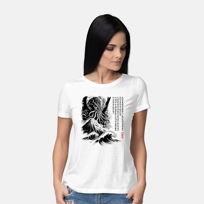 Great Old One Sumi-e-Womens-Basic-Tee-DrMonekers