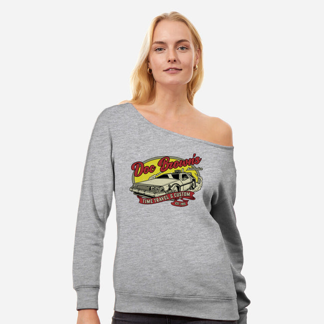 Doc's Automotive-Womens-Off Shoulder-Sweatshirt-retrodivision