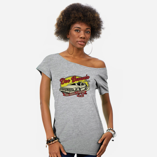 Doc's Automotive-Womens-Off Shoulder-Tee-retrodivision