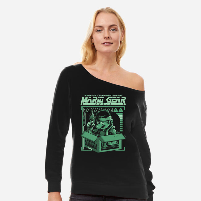 Solid Mario-Womens-Off Shoulder-Sweatshirt-arace