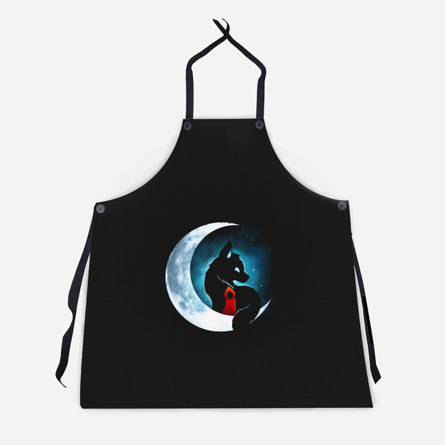 Red Wolf Moon-Unisex-Kitchen-Apron-Vallina84