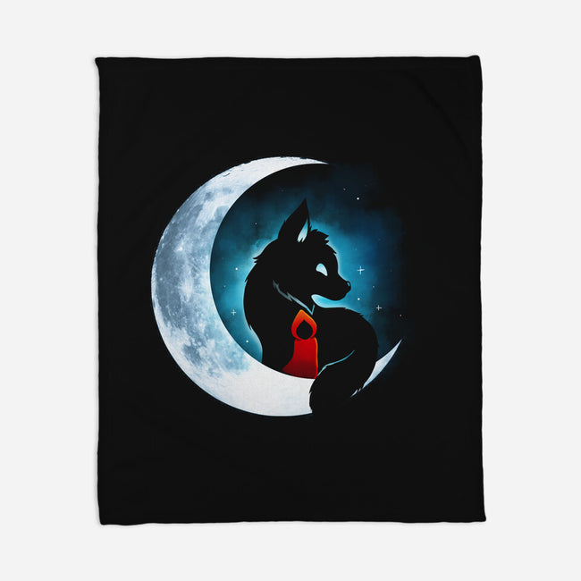 Red Wolf Moon-None-Fleece-Blanket-Vallina84