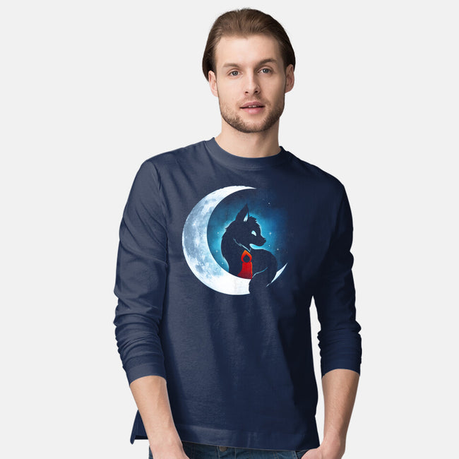 Red Wolf Moon-Mens-Long Sleeved-Tee-Vallina84