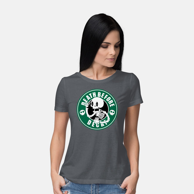 Death Over Decaf-Womens-Basic-Tee-Tri haryadi