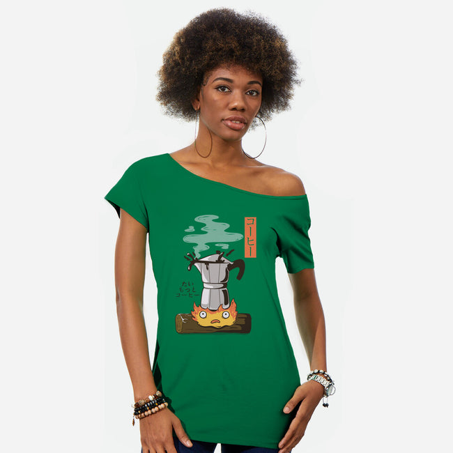 Want More Coffee-Womens-Off Shoulder-Tee-Claudia