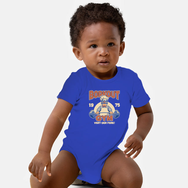 Borkout Gym-Baby-Basic-Onesie-retrodivision