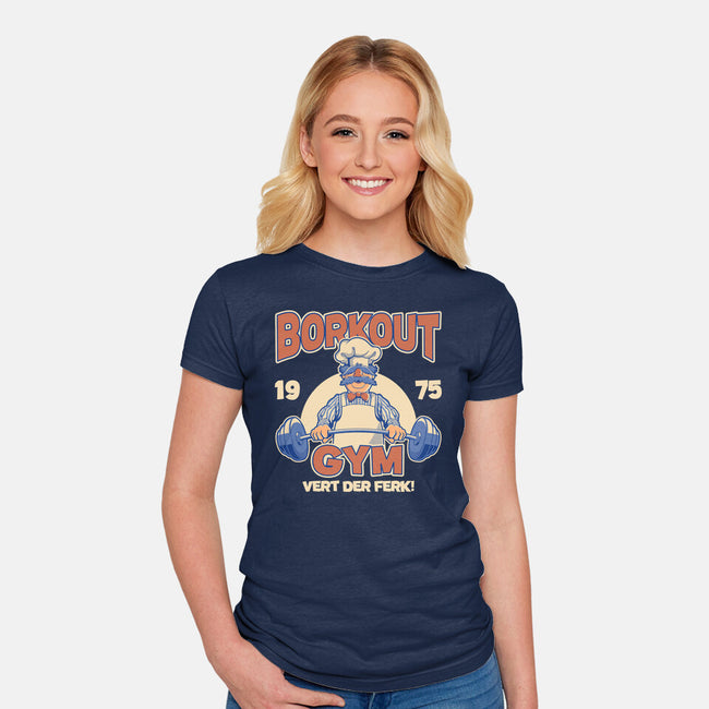 Borkout Gym-Womens-Fitted-Tee-retrodivision