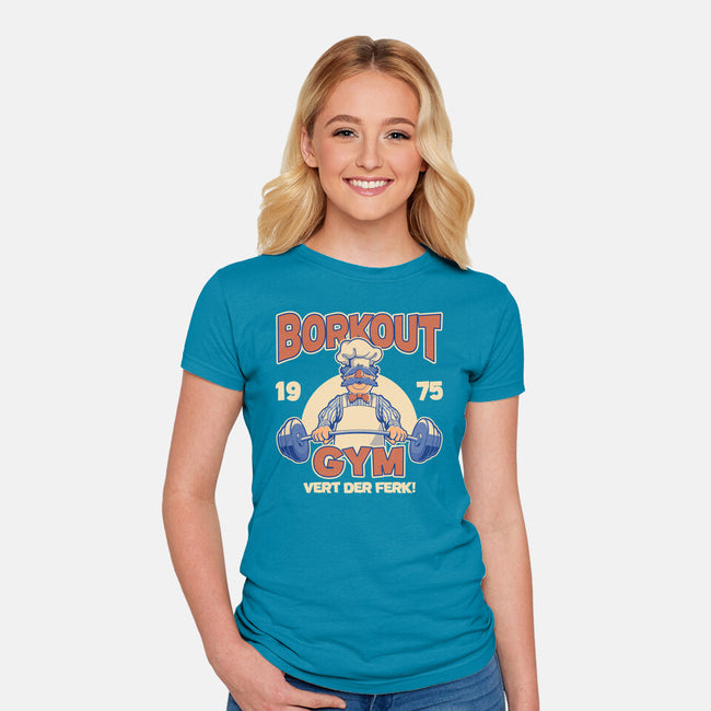 Borkout Gym-Womens-Fitted-Tee-retrodivision