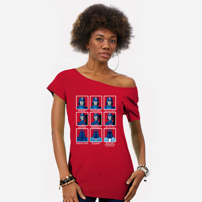 The Many Faces Of Cobra Commander-Womens-Off Shoulder-Tee-SeamusAran