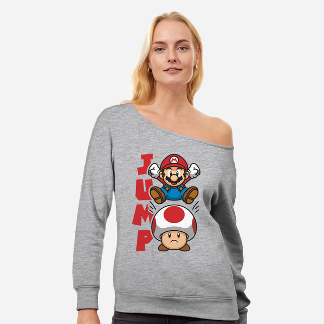 Toad Jump-Womens-Off Shoulder-Sweatshirt-Astoumix