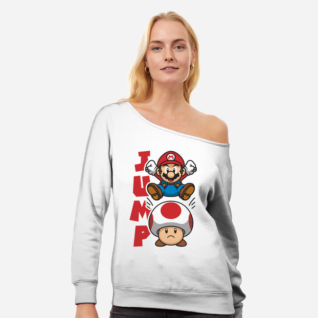 Toad Jump-Womens-Off Shoulder-Sweatshirt-Astoumix