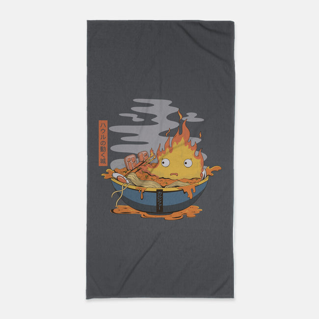 Calcifer Ramen-None-Beach-Towel-Claudia