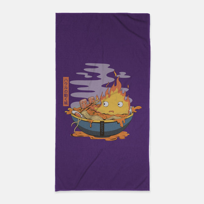 Calcifer Ramen-None-Beach-Towel-Claudia