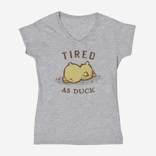 Tired As Duck-Womens-V-Neck-Tee-kg07