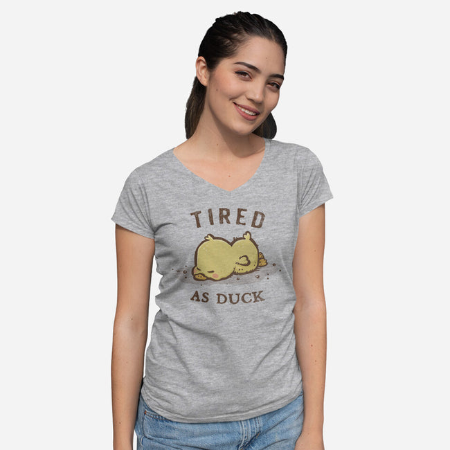 Tired As Duck-Womens-V-Neck-Tee-kg07