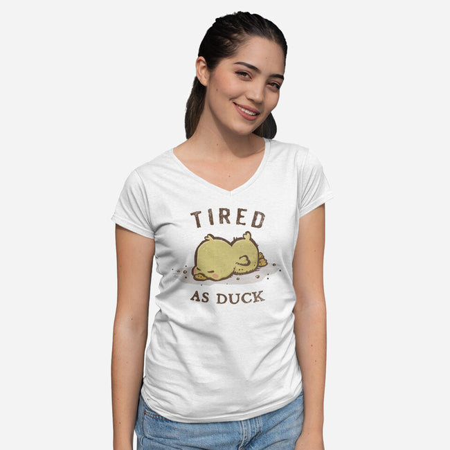 Tired As Duck-Womens-V-Neck-Tee-kg07