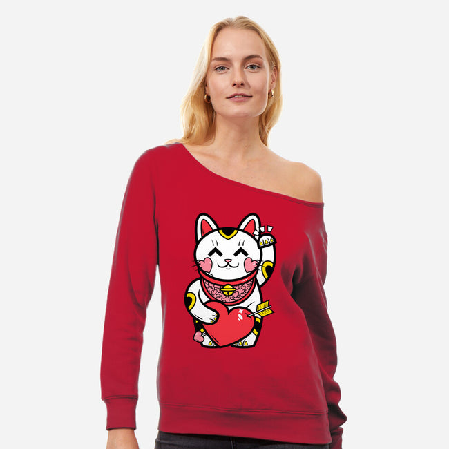 Neko Valentines-Womens-Off Shoulder-Sweatshirt-krisren28