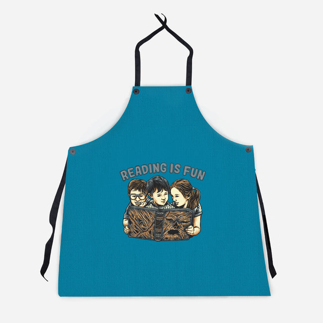 Reading Is Fun For Us-Unisex-Kitchen-Apron-momma_gorilla