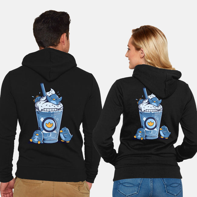 Penguin Iced Coffee-Unisex-Zip-Up-Sweatshirt-tobefonseca