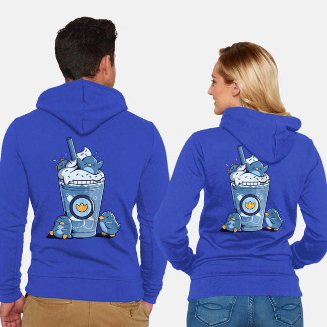 Penguin Iced Coffee-Unisex-Zip-Up-Sweatshirt-tobefonseca