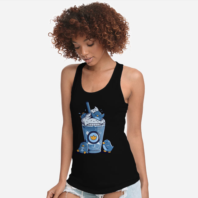 Penguin Iced Coffee-Womens-Racerback-Tank-tobefonseca