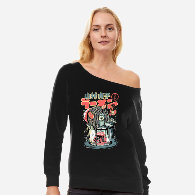 Sadako Yurei Noodles-Womens-Off Shoulder-Sweatshirt-demonigote