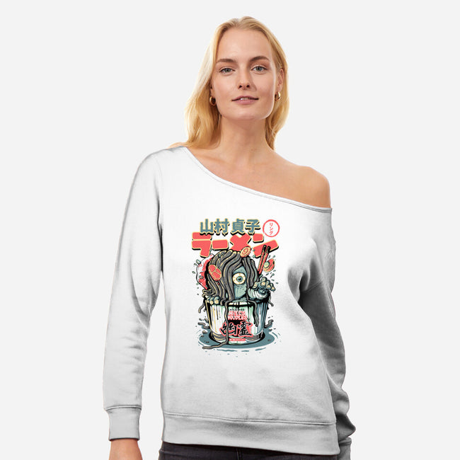 Sadako Yurei Noodles-Womens-Off Shoulder-Sweatshirt-demonigote