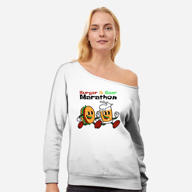 Burger And Beer Marathon-Womens-Off Shoulder-Sweatshirt-naomori