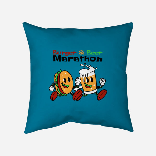 Burger And Beer Marathon-None-Removable Cover-Throw Pillow-naomori