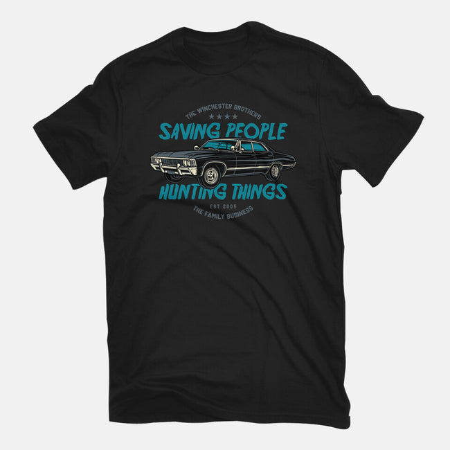 Saving People And Hunting Things-Unisex-Basic-Tee-gorillafamstudio