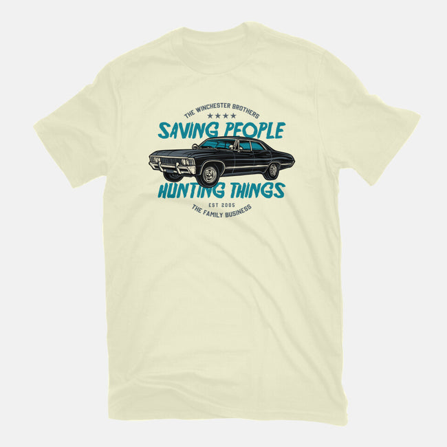 Saving People And Hunting Things-Mens-Basic-Tee-gorillafamstudio