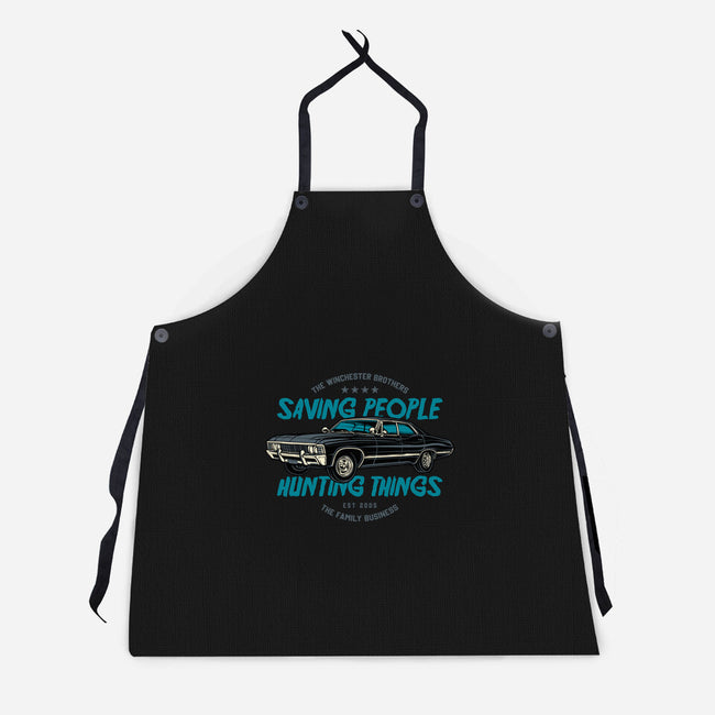 Saving People And Hunting Things-Unisex-Kitchen-Apron-gorillafamstudio