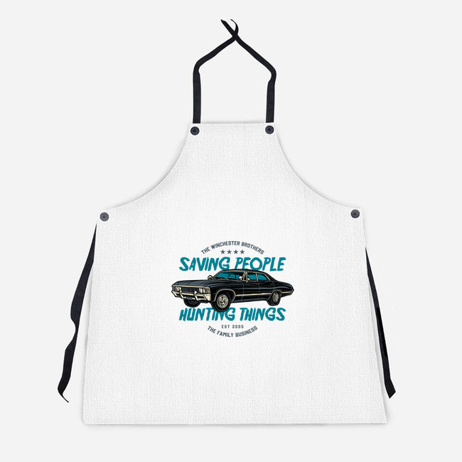 Saving People And Hunting Things-Unisex-Kitchen-Apron-gorillafamstudio